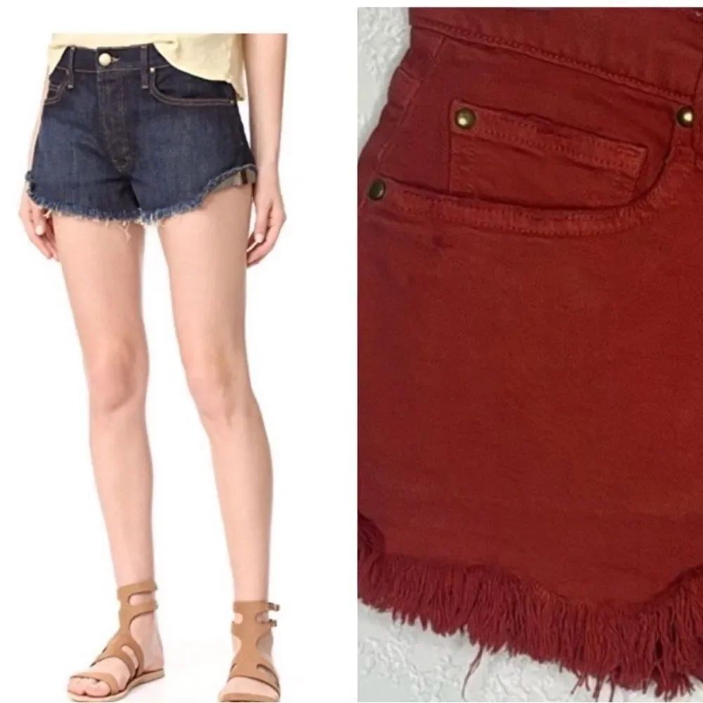 NWT The Great. the Cutoff Short Vintage Poppy Sz 26 Orange
